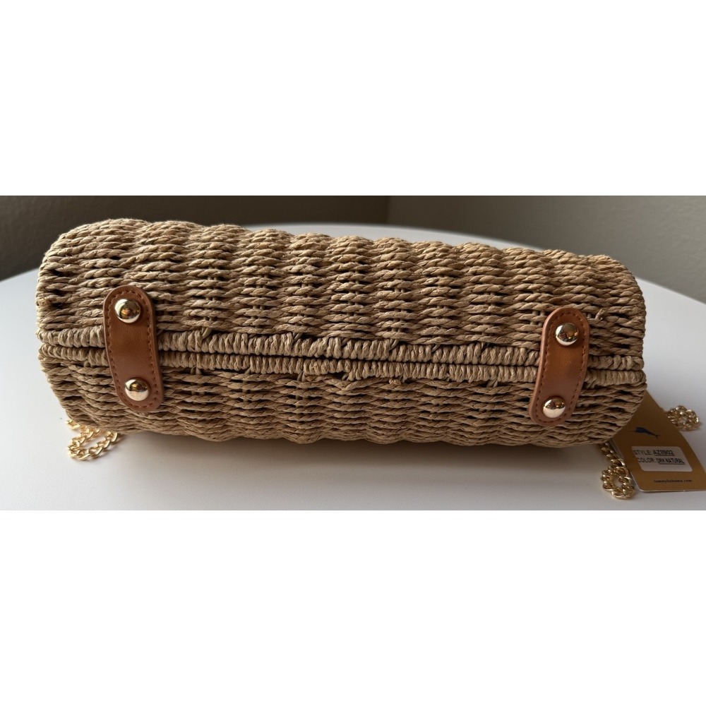 NWT Tommy Bahama Straw Woven Satchel Crossbody Bag Gold Chain Resort Beach - Picture 11 of 11